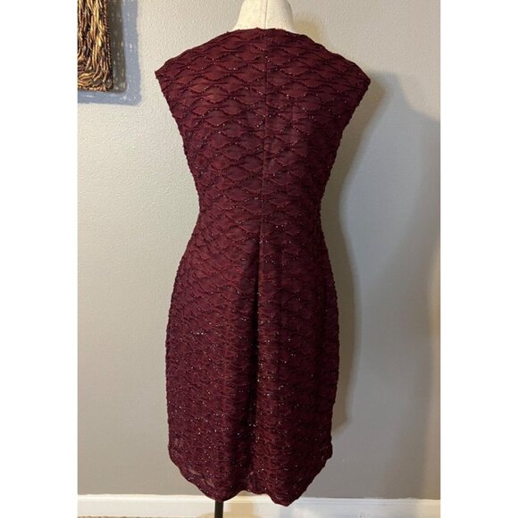 Connected Dress 14 Maroon Shimmer Sheath Wedding Party Cruise Event New - Picture 6 of 12